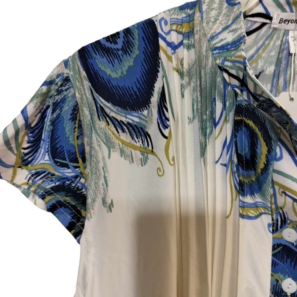 1782) Beyond This Plane Pleats Pocket Peacock Loungees Size 2XL - Picture 5 of 8